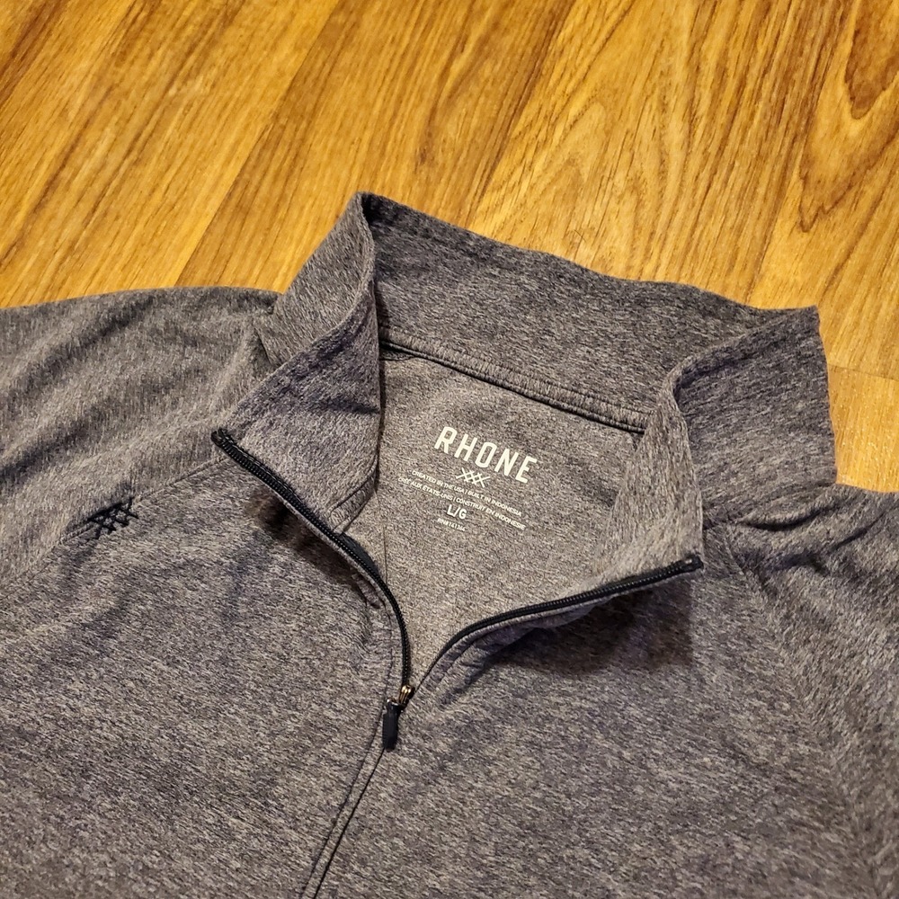 Rhone Pullover Sweatshirt Men Large Gray 1/4 Zip Performance Running